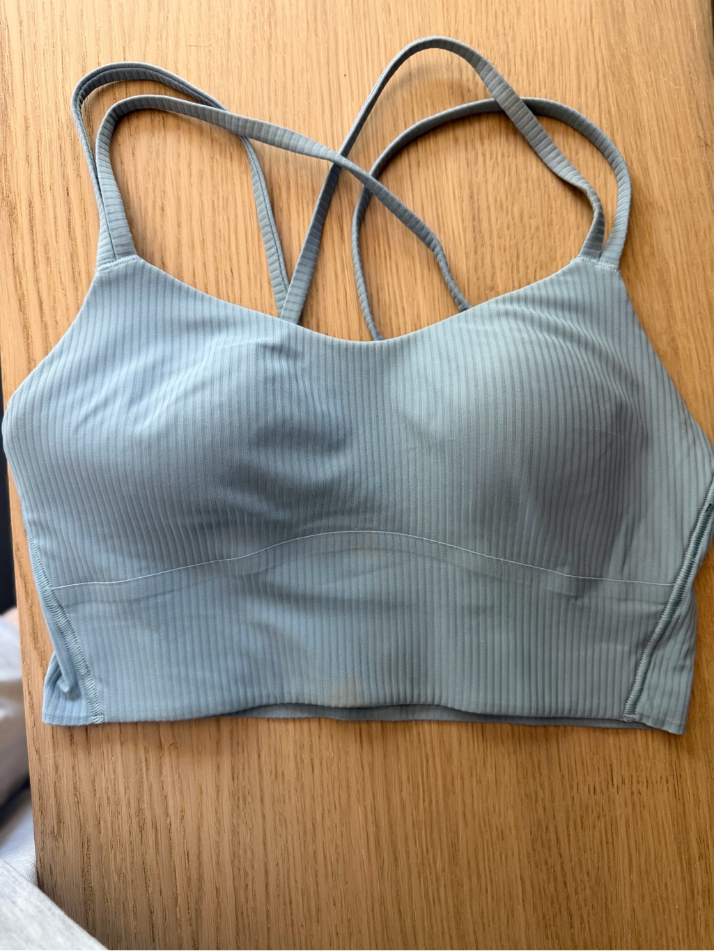 Lululemon Ribbed Light Blue Bralette With Crossback Straps
